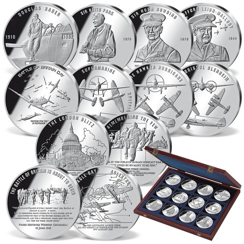 Windsor Mint Battle of Britain Twelve Silver 24K Coin Complete Cased
