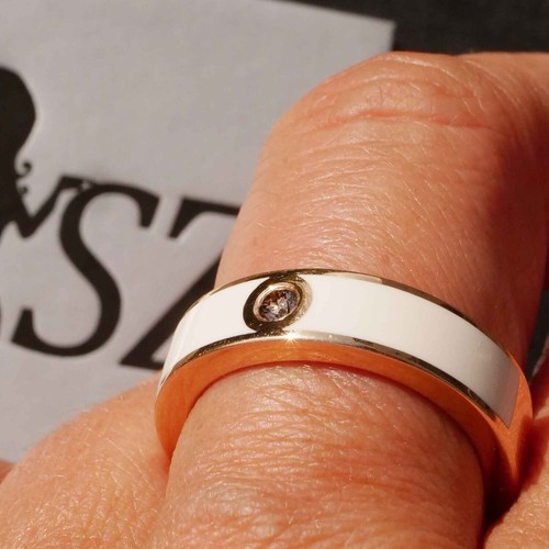 Leo Wittwer Emaille Ring 750er Rosegold 0.10 ct 10 Gramm schwer Kaltemaille UNIS - Bild 5 von 11