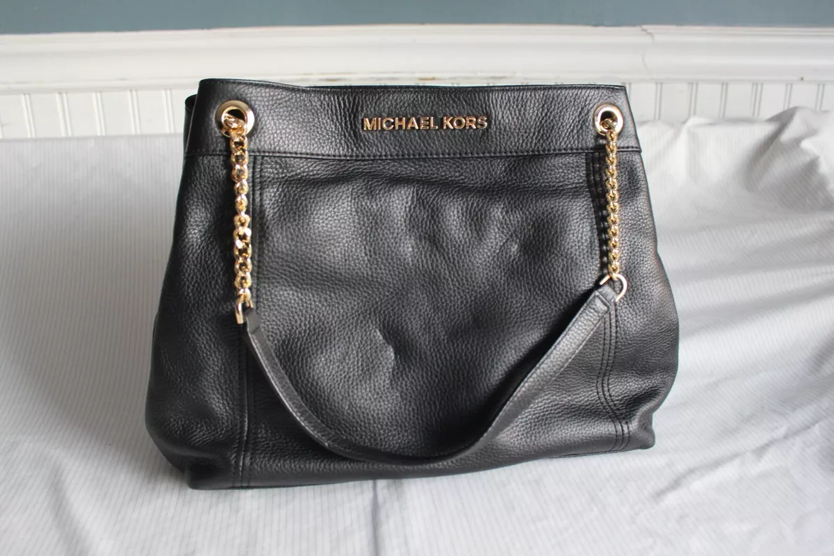 Michael Kors Teagan Large Pebbled Leather Shoulder Bag in Black