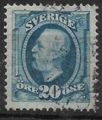 1891 SCHWEDEN König Oscar II 20 öre himmelblau vz