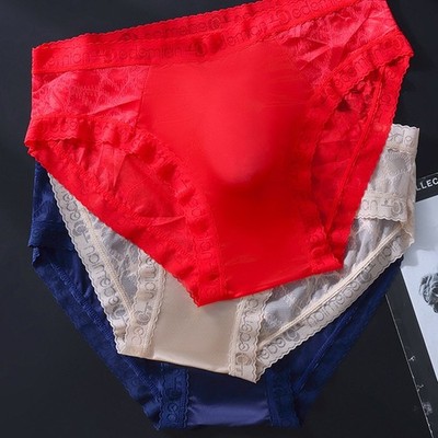 Men Quick Drying Ice Silk Mesh Briefs Seamless Sheer 3D Bulge Pouch Underwear