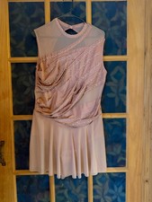 Blush Pink Adult Dance Costume 2XL Rhinestone Embellished Lyrical Draped Overlay