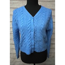 Art Class Kids Blue Cable Knit Cardigan Button Up Sweater Girls Size L