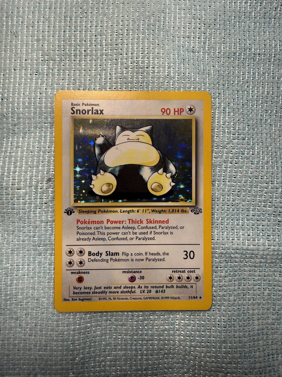 Pokémon TCG Jungle Snorlax 11/64 Holo Rare 1st Edition LP/MP Condition