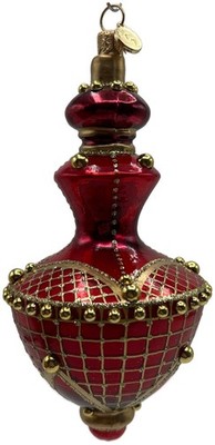 Glitter Lab Jeweled Hourglass Drop Red Gold Christmas Tree Ornament