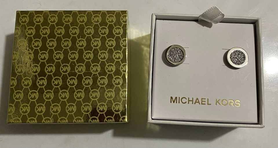 Michael Kors Stud Earrings Stainless And Crystals New In Box - Image 2 of 4