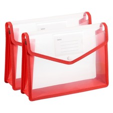 2 Pack B5 Plastic File Folders with Snap Closure Red Horizontal