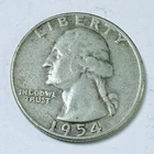 1954-D 25c Washington Silver Quarter - 90% SILVER VERY FINE DETAILS #9986