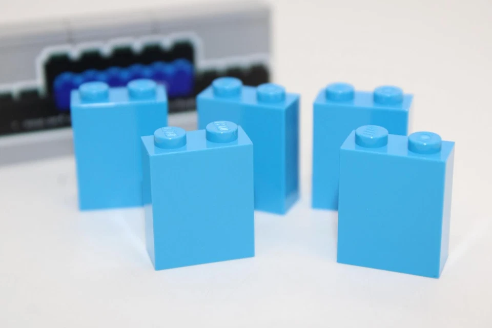 Lego (c) 5x 1x2x2 Stein - 3245 - dunkel azur blau - dark azure - Basic Classic - Bild 1 von 1