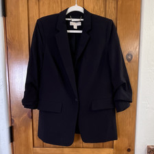 MICHAEL Michael Kors Women  s Black Lined Button Blazer Jacket Pockets 8
