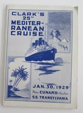 1929 Cunard SS Transylvania Mediterranean Cruise Brochure Souvenir Pictorial