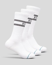 Stance Basic 3 Pack Crew Casual White Socks Cotton Blend Mens Size L9-13 Nwt