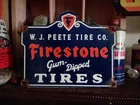 VINTAGE FIRESTONE PORCELAIN SIGN OLD GUM DIPPED RUBBER TIRES CAR AUTO PARTS SHOP