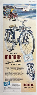Monark Super Deluxe Bike Silver King Inc Chicago Safer Stores VTG Print Ad 1948