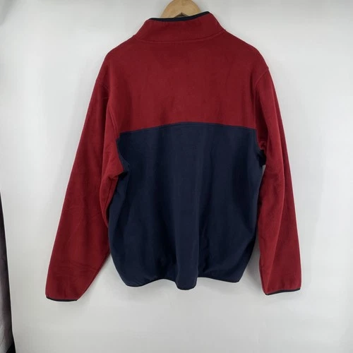 Lands End Mens 1/4 Snap XL Red Blue Color Block Fleece Pullover Jacket NWT image 5