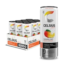 Celsius Sparkling Mango Lemonade Energy Drink 12 Fl Oz Pack Of 12 Vegan Glute...
