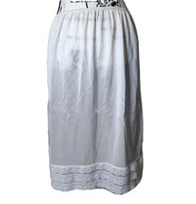 Vtg 50s Sliperfection Half Slip Skirt Lace Chiffon Nylon Tricot Large White