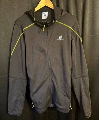 Salomon Men’s S Black Full-Zip Hooded Fleece Track Jacket Zipped Pockets - Image 1 of 3