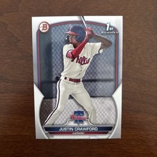 1st 2023 Bowman Draft Prospect BP-3 Paper JUSTIN CRAWFORD Rookie Card Phils. rookie card picture