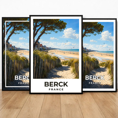 Poster Reise Berck Frankreich - Vintage Deko Poster Strand Opalküste Wand Sa