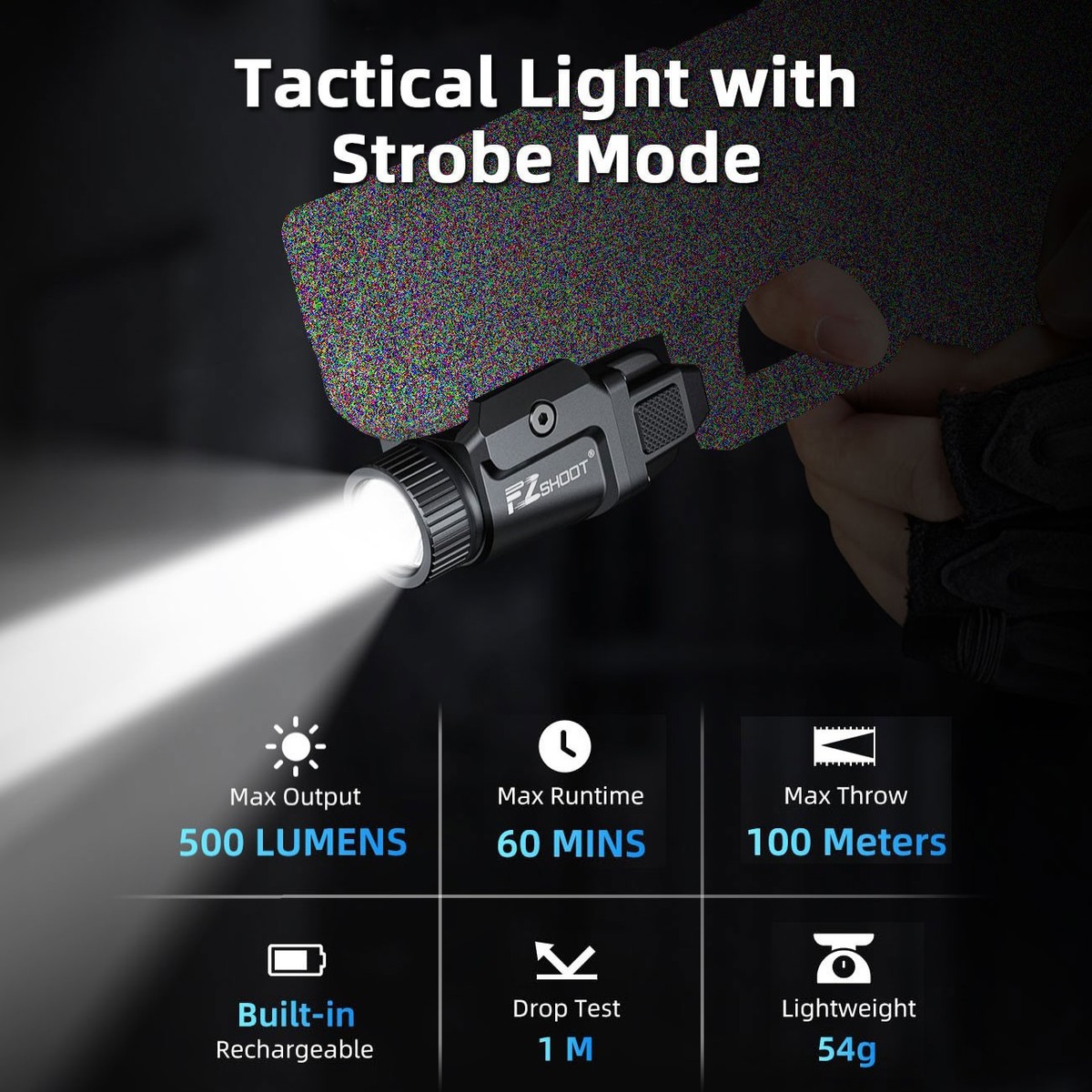 500 Lumens Hunting Flashlight Pistol LED Strobe Light GL/1913