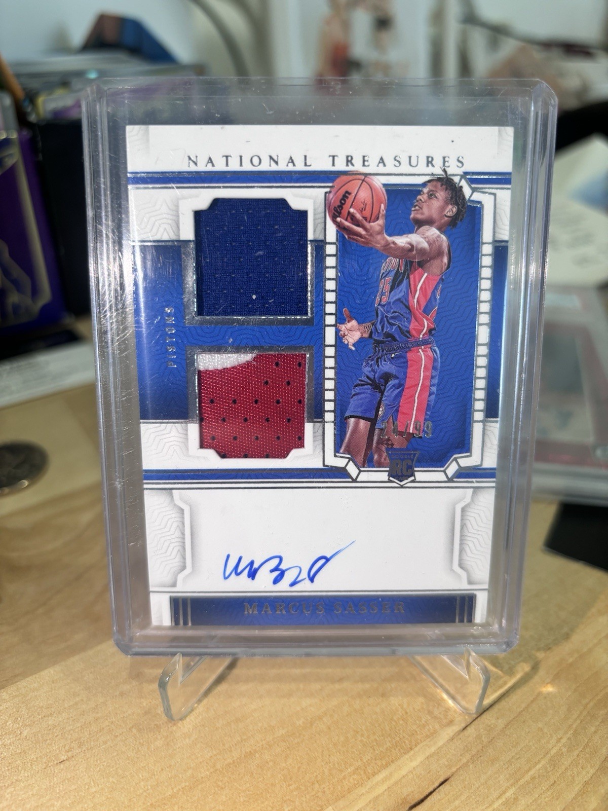 2023-24 Panini National Treasures Marcus Sasser RC Dual Patch Auto #/99 RPA