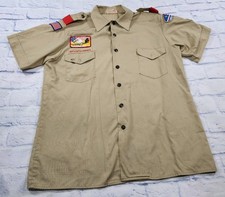 Boy Scouts of America BSA MENS ADULT SIZE L Tan Sewn On Patches MADE USA