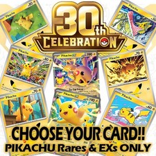 Pokemon 30th Celebration - Choose your card! - Pikachu Rare & EX Only English NM