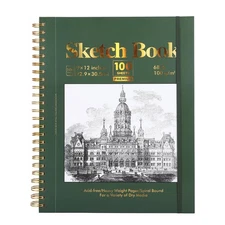 Ddaowanx 9" x 12" Sketch Book, 100 Sheets Spiral Bound Art Sketchbook with Po...