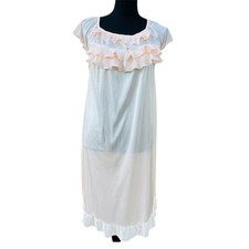 Vintage Style Prairie Soft Light Peach Hue Ruffle Nightgown Cottagecore XL