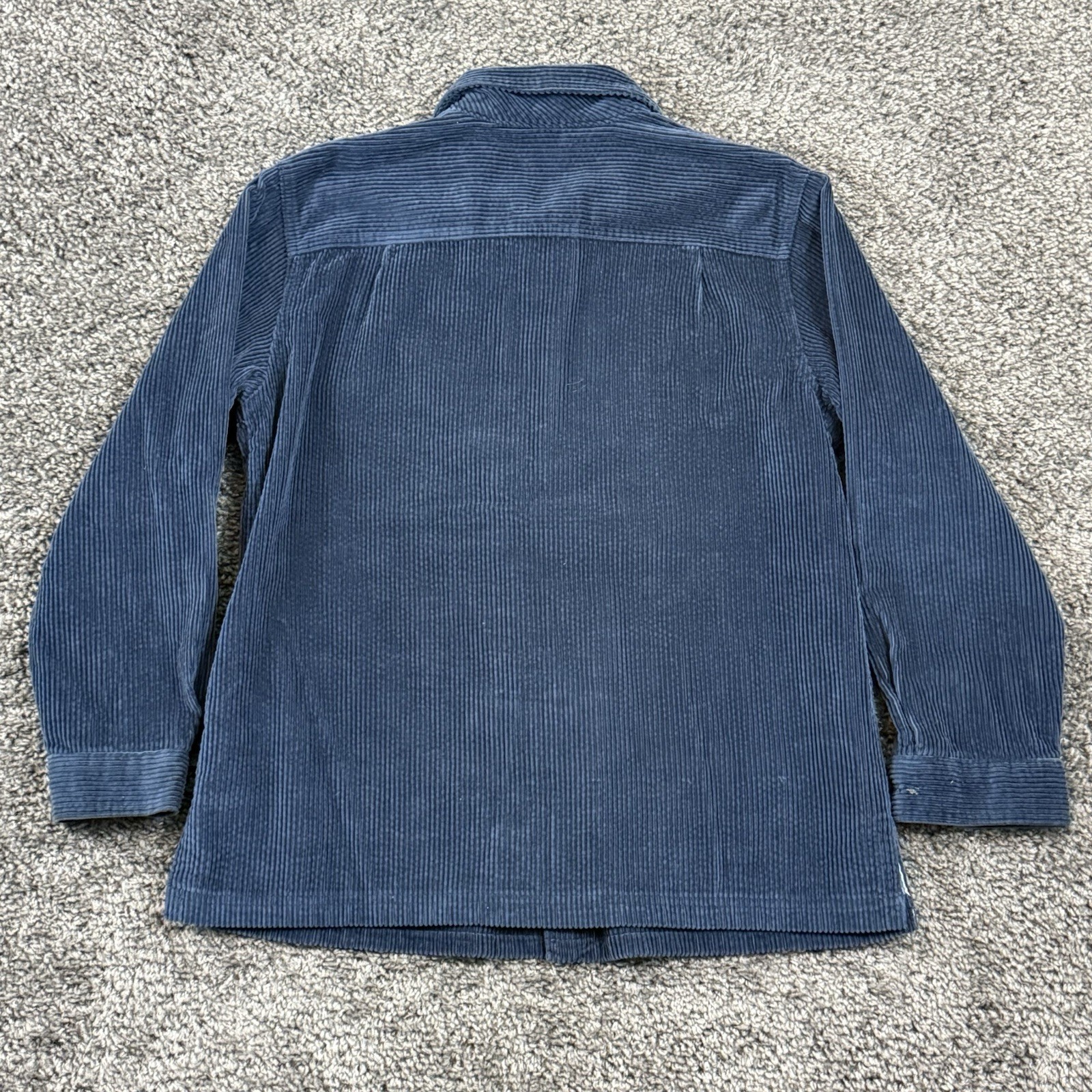 LL Bean Shirt Women's Medium Navy Blue Corduroy Button Flannel Lined Shacket