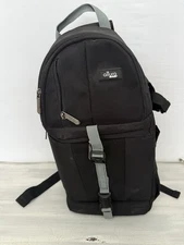 Altura Photo Camera Sling Bag Crossbody Backpack in Black (purple trim)