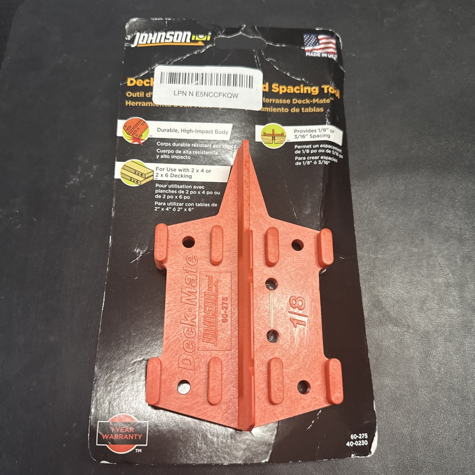 Johnson Level & Tool 60-275 DeckMate Deck Plank and Fastener Spacing Gauge