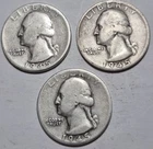 1945 PDS Washington Silver Quarters Good Condition.