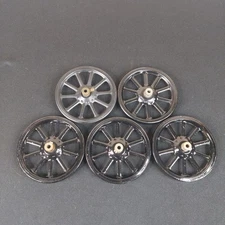 5x Meccano 3" 19a Black Spoked Wheels - Matt & Gloss