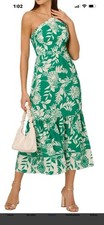 Adrianna by Adrianna Papell Womens One Shoulder Midi Dress sz 2 Green - NWT