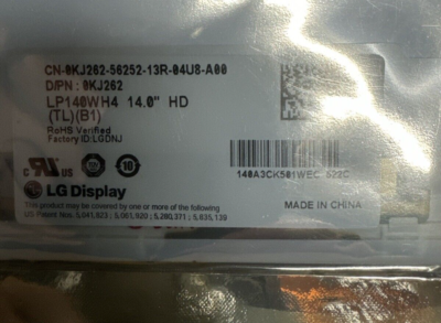 Schermo LCD LED LP140WH4 (TL)(B1) Per Laptop Dell, Compatibile DP/N 0KJ262, 14 Pollici, Universale