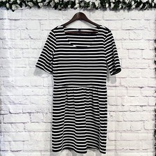 Gap Navy White Striped Fit and Flare Stretch Jersey Dress Size Large Stretch
