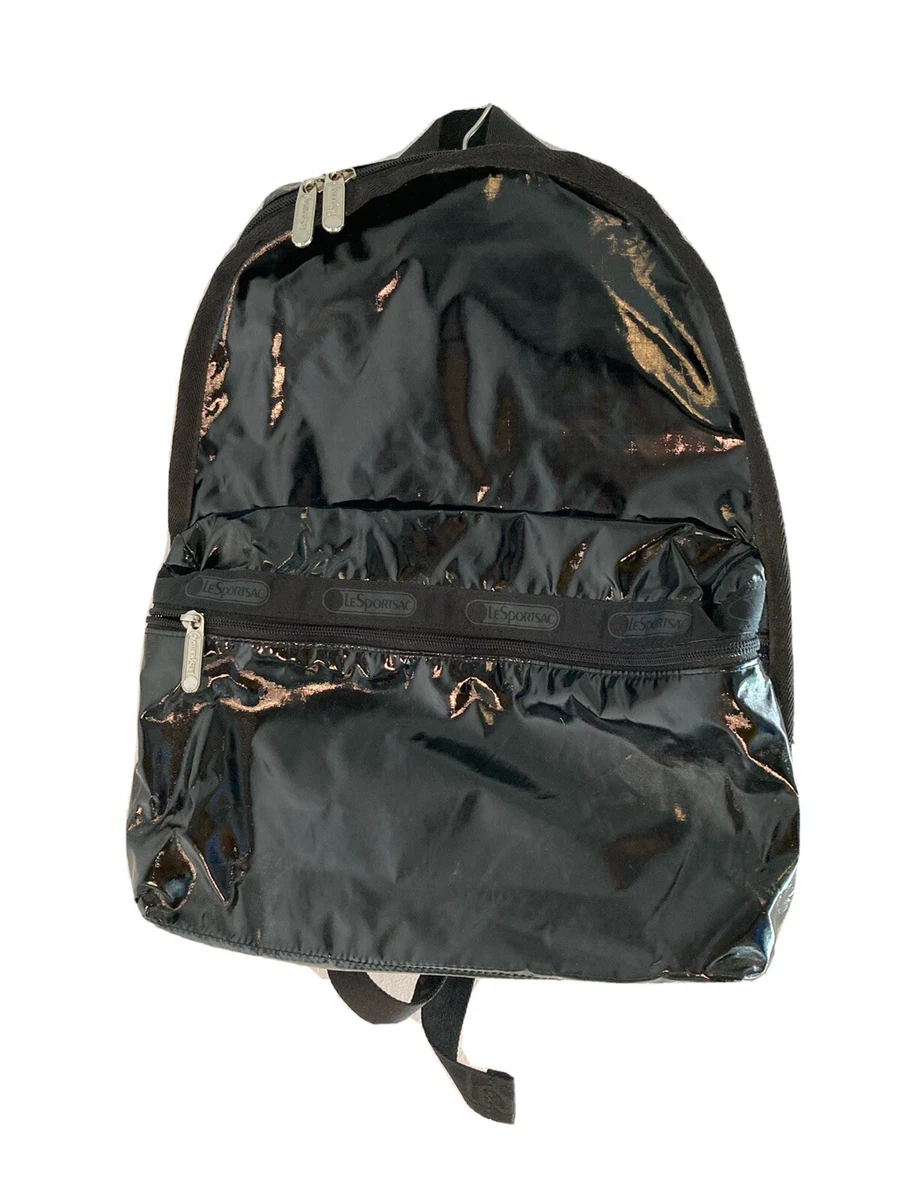 Black cheap patent backpack