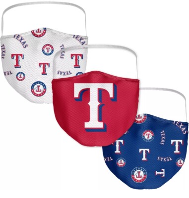 Texas Rangers Fanatics Masks 3 Pack Over Head Washable 