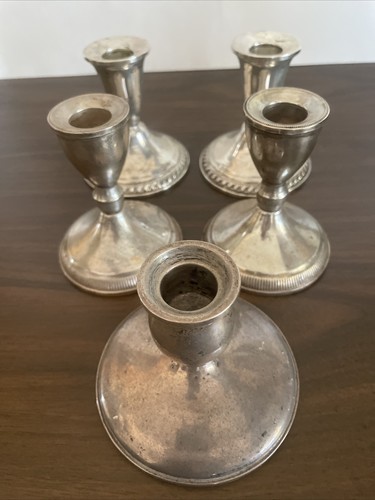 Vintage Lot of 5 Sterling Silver Weighted Candle Stick Holders Scrap or Use