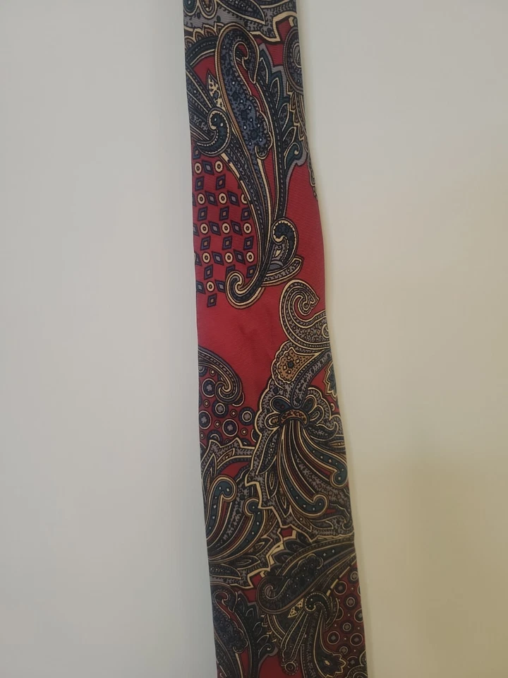 Albert Nipon - Men's Formal Neck Tie - 57"L x 4"W - Red & Blue - 100% Silk - Image 4 of 4