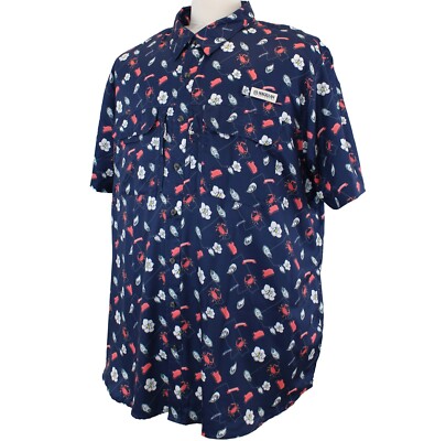 Magellan Men's Shirt Mississippi State Print Relaxed Short Sleeve Button Down 3X