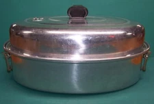 Vintage Sears Maid-of-Honor Large 3 Piece Vented Roaster w/Trivet 16"x10.5"