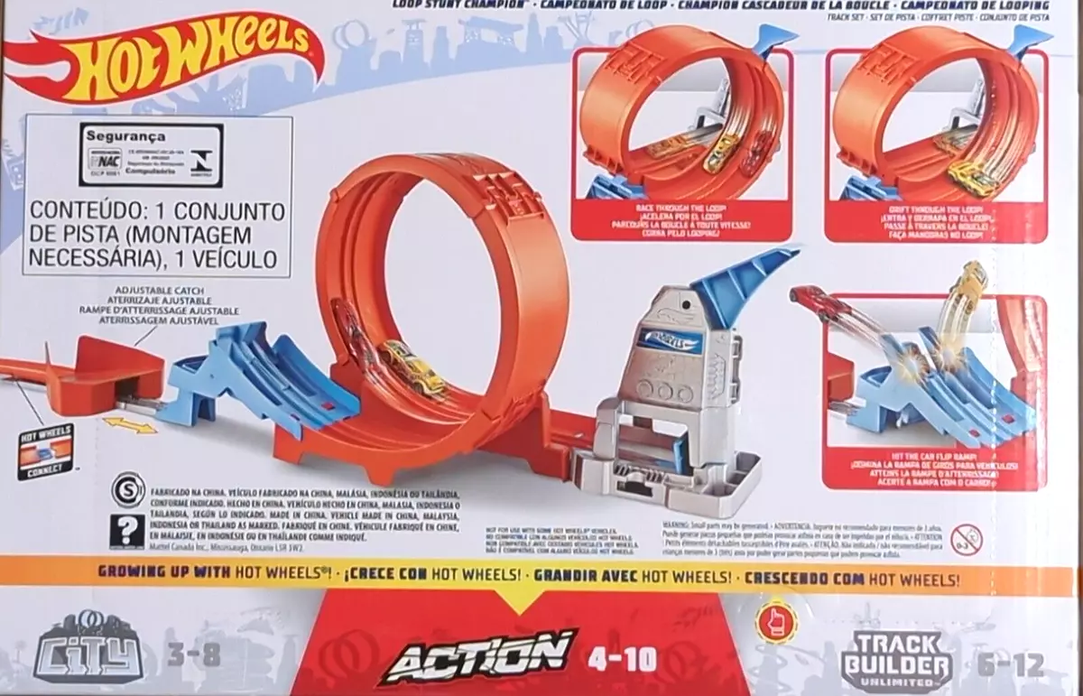 Hot Wheels Toy Car Track Set Loop Stunt Champion, Dual-Track Loop with  Dual-Launcher, Includes 1:64 Scale Toy Car