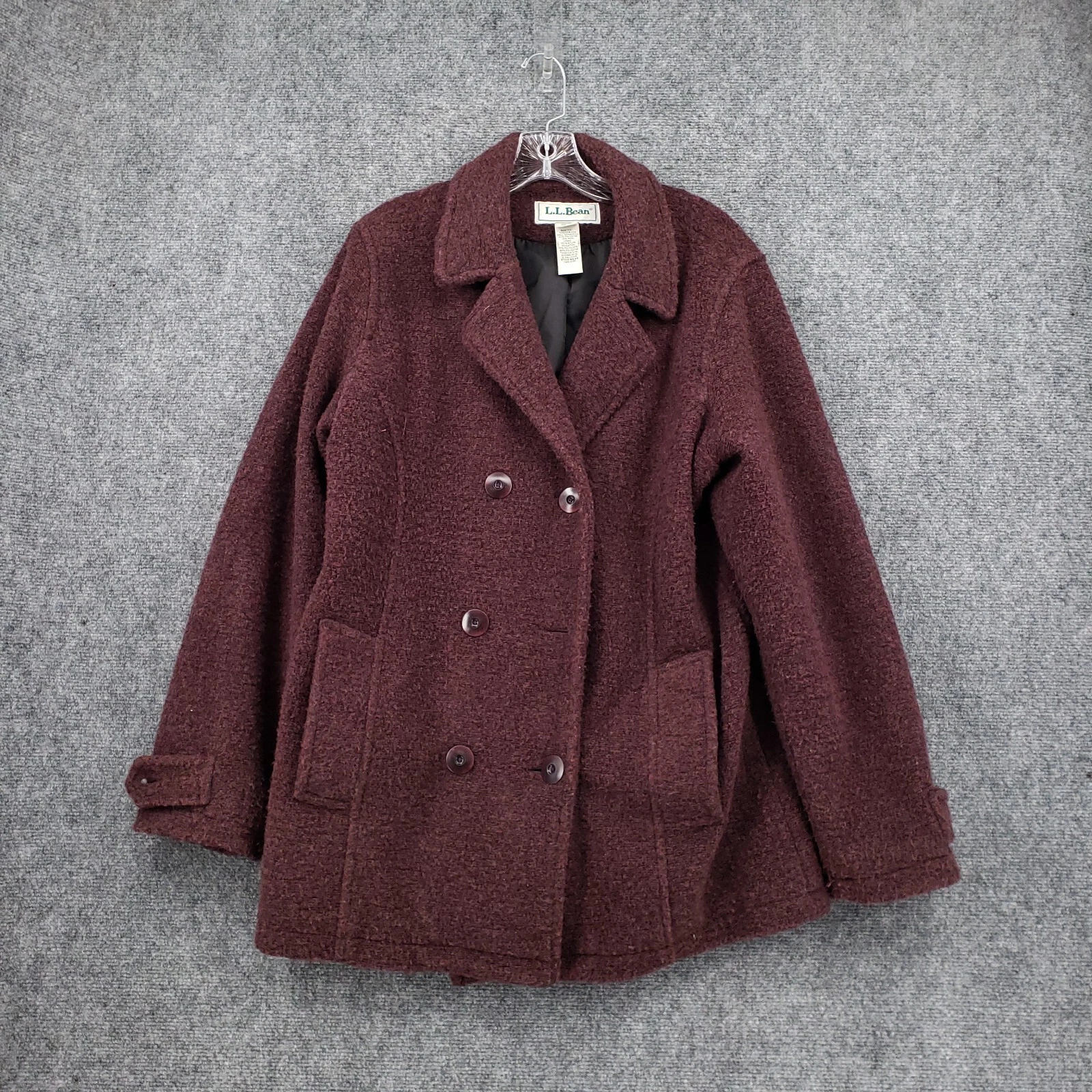 VETEMENTS VINTAGE LL Bean Jacket donna L grande rosso pavone lana doppiopetto Thinsulate