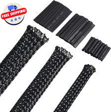 Braided Cable Sleeve, PET Expandable Wire Loom 127 PCS Shrink Tubes Choose Size