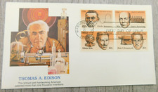 Thomas A Edison 1983 WA DC Tesla 1st Day Of Issue 4 Stamps Posted Envelope Cover