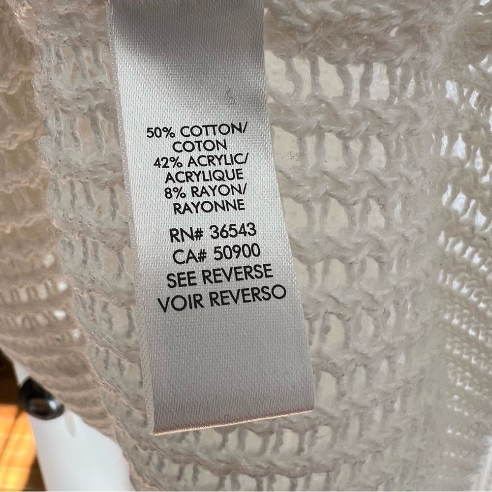 Calvin Klein Sweater Womens XS Pullover Scoop Neck Sequin Double Wrap Knit Cream thumbnail 7