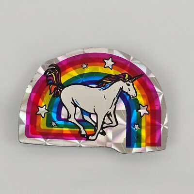 Vintage 80s Prism Foil Hologram Holographic Unicorn Rainbow Star Starlite Magnet